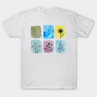 watercolor flower and sky T-Shirt